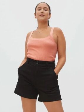 Everlane Black High-Rise Twill Shorts